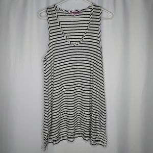 Calypso St Barth Linen Tunic Tank Top XS Black Stripe Vneck Stretch Pullon Swing